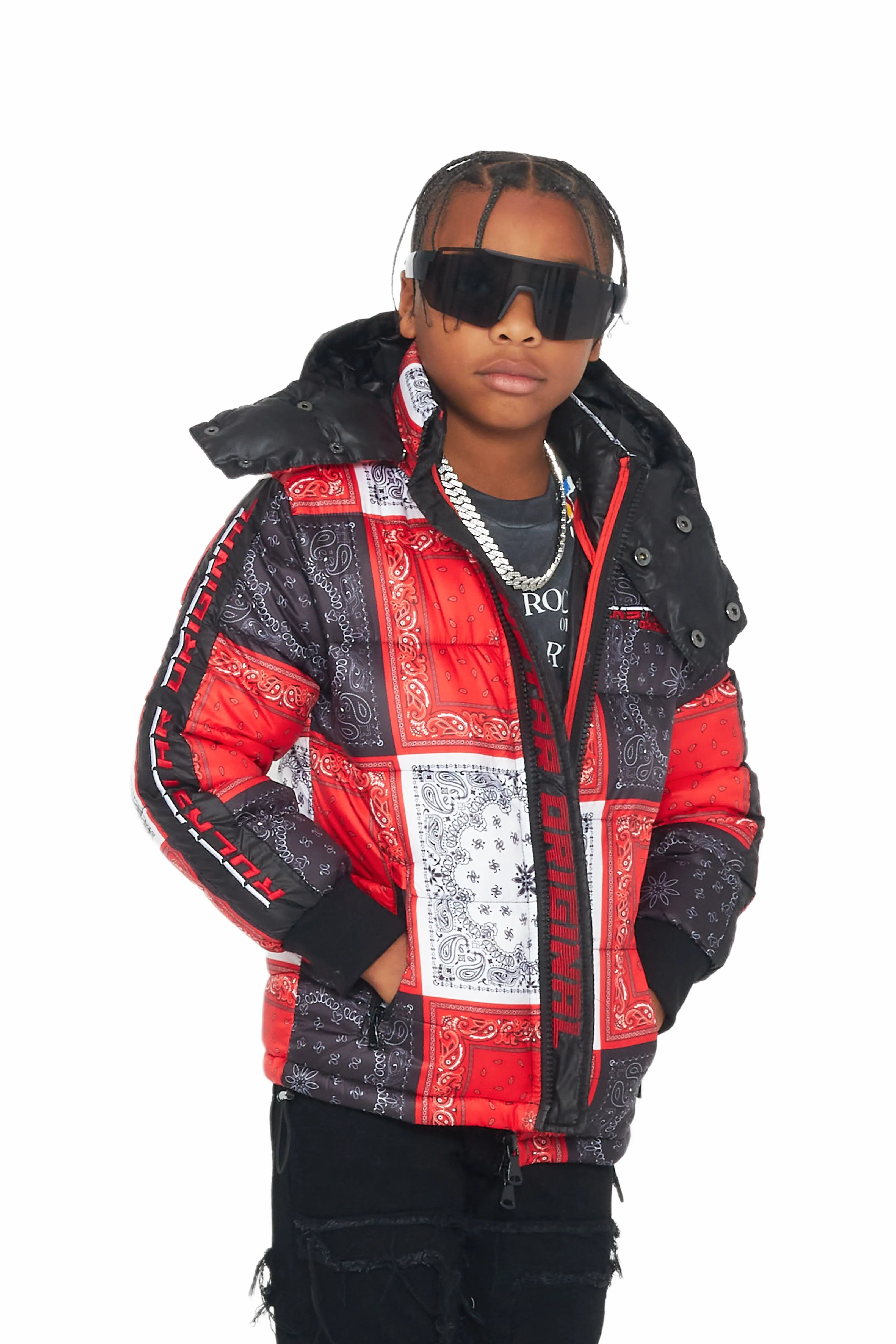 Kids Kyro Puffer Jacket-Red Youthful Men's Pop