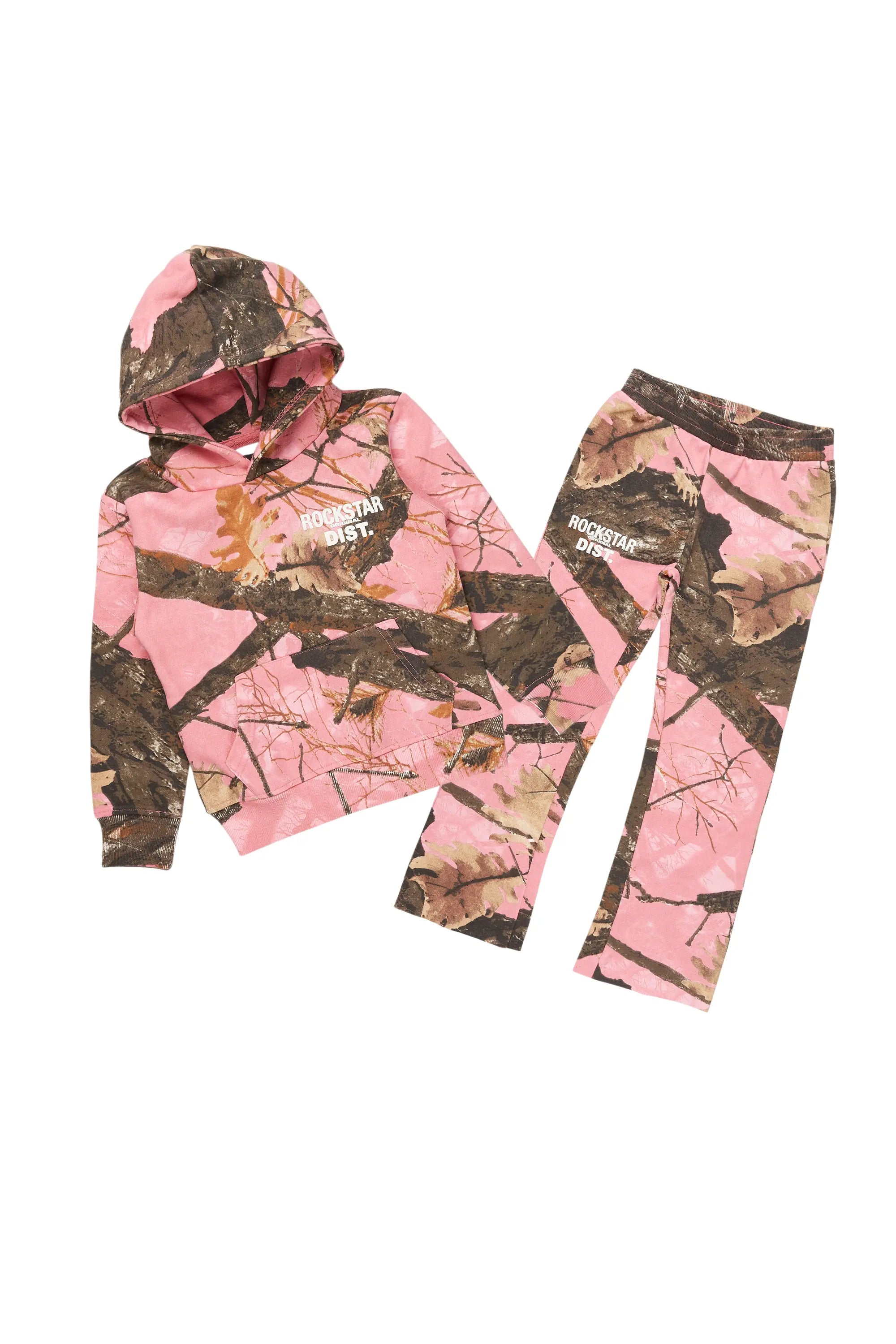 Girls Tabby Pink Graphic Stacked Flare Track Set Dynamic Men's Glow