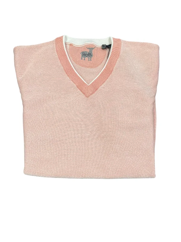 STITCH V-NECK SWEATER - SALMON Sharp Men's Italian