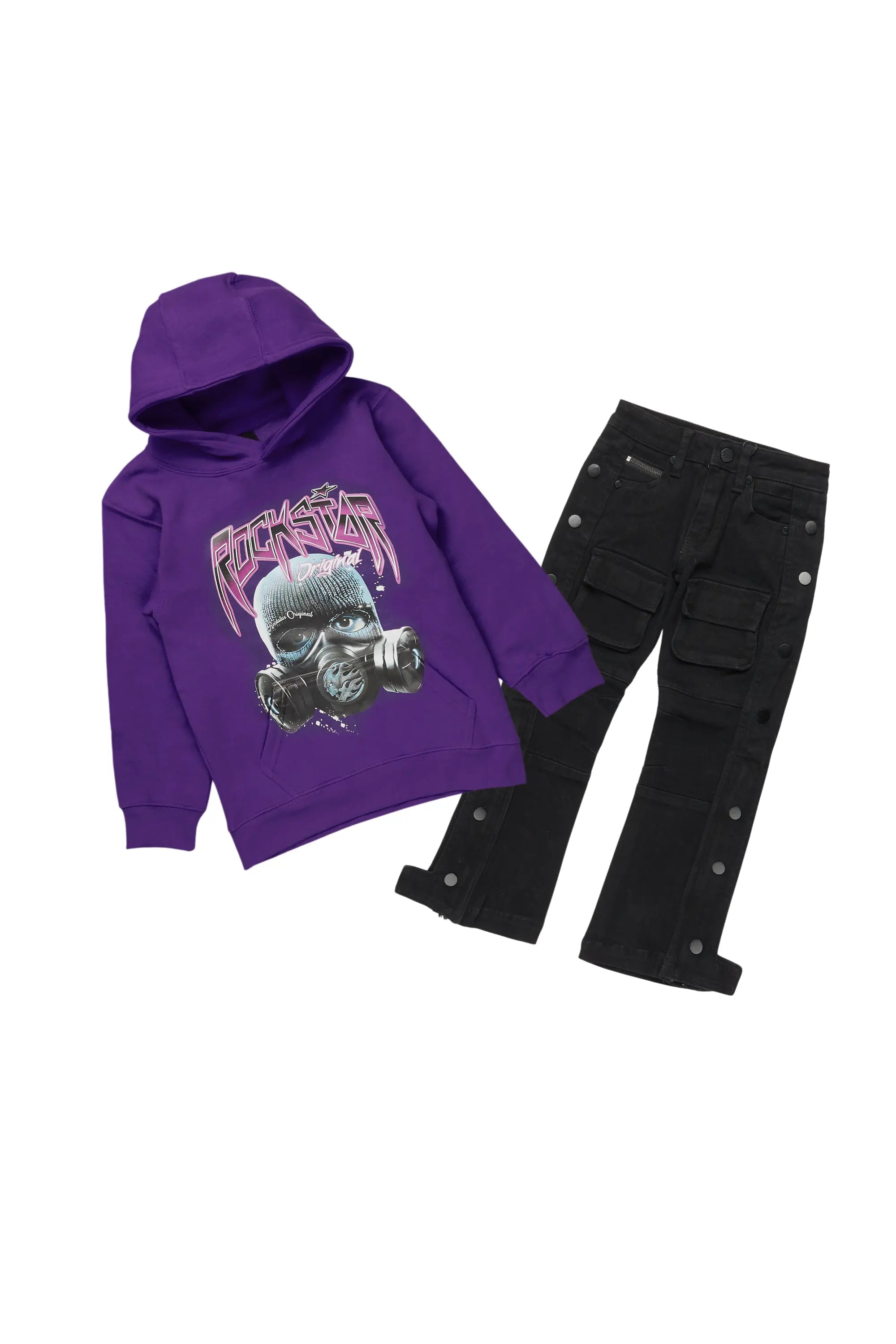 Boys Danon Purple Hoodie/Baggy Fit Jean Set Traditional Men's Country