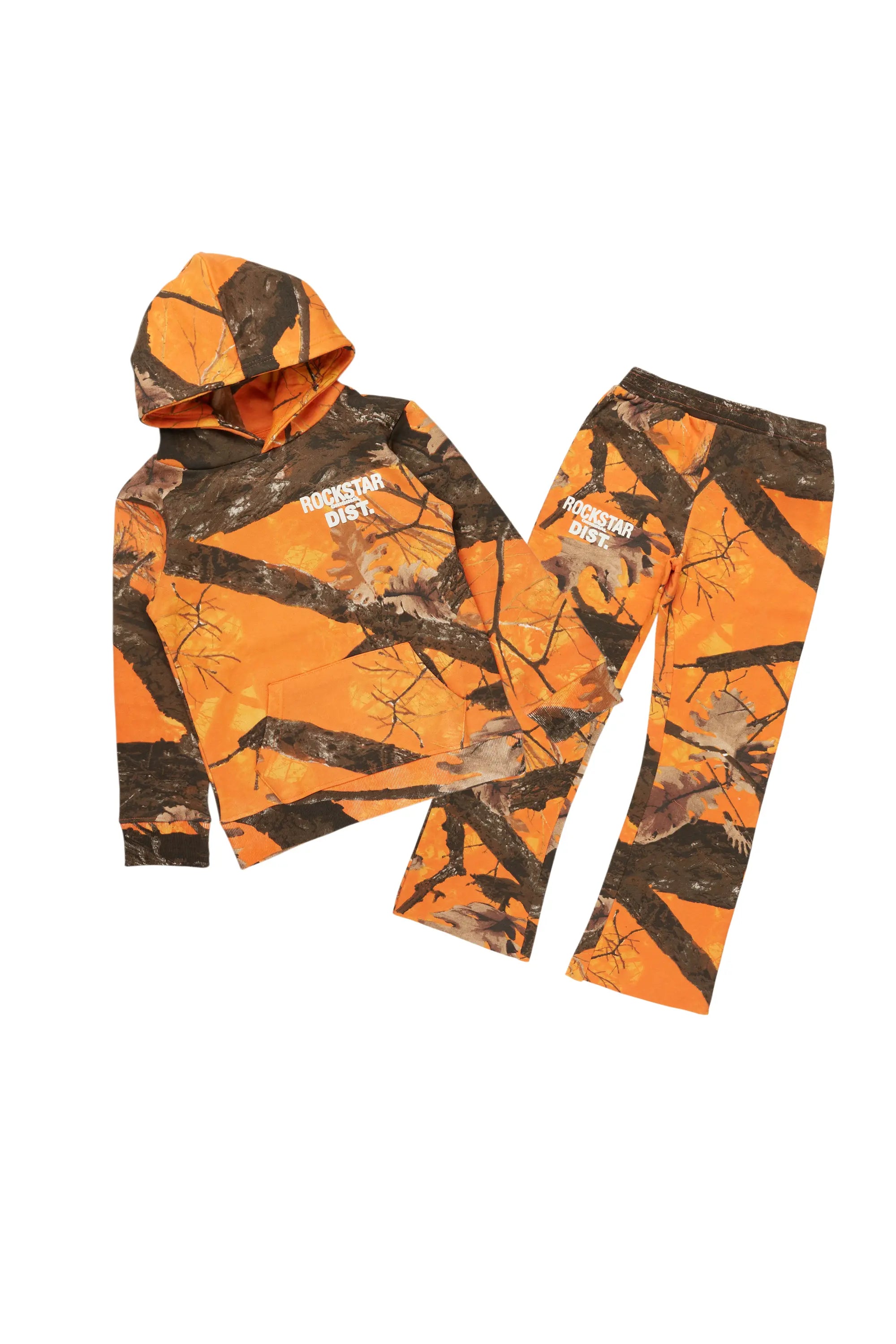 Boys Tabby Orange Graphic Stacked Flare Track Set Sophisticated Men's 