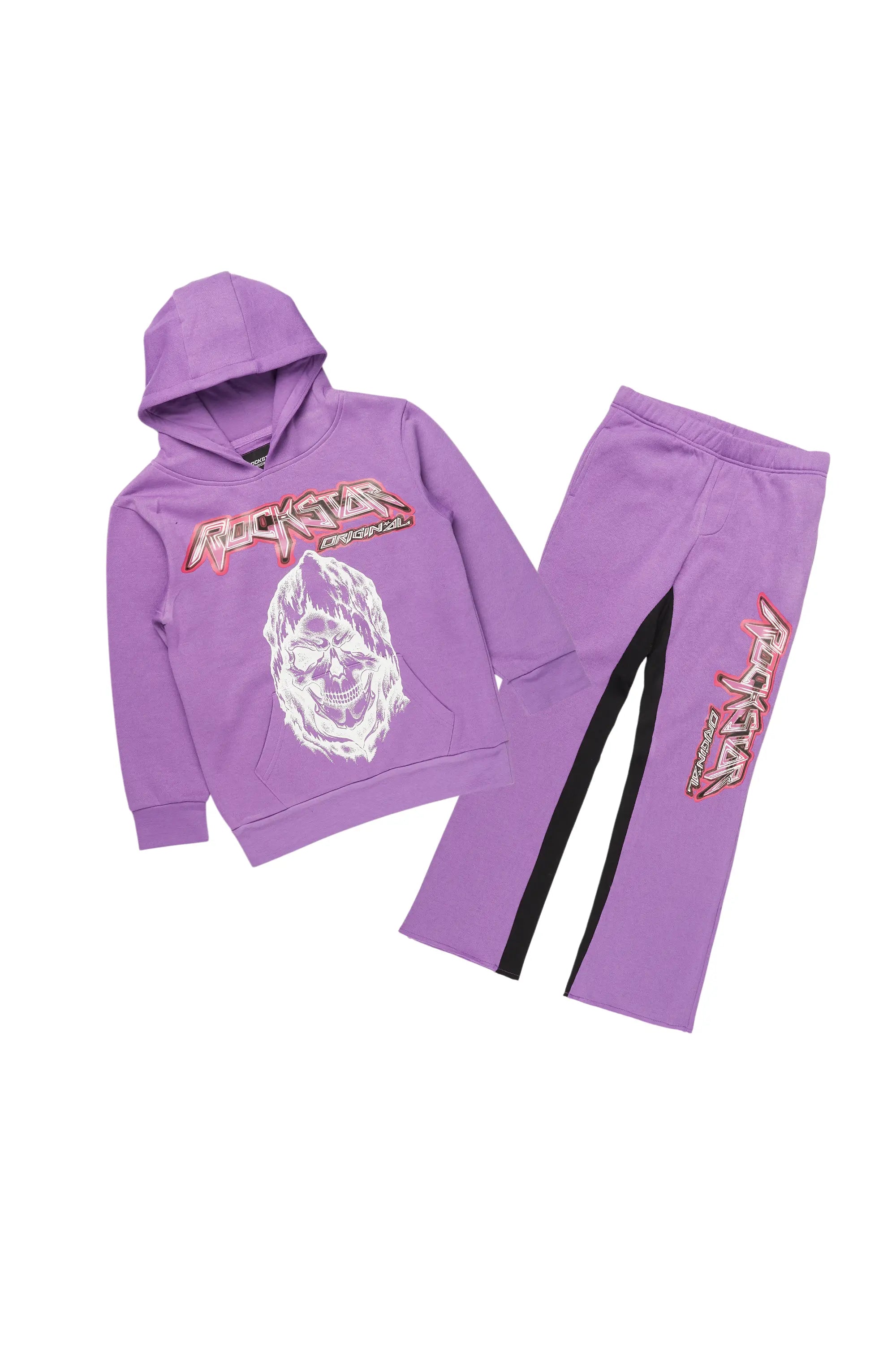 Boys Santino Purple Baggy Stacked Track Set Monochromatic All