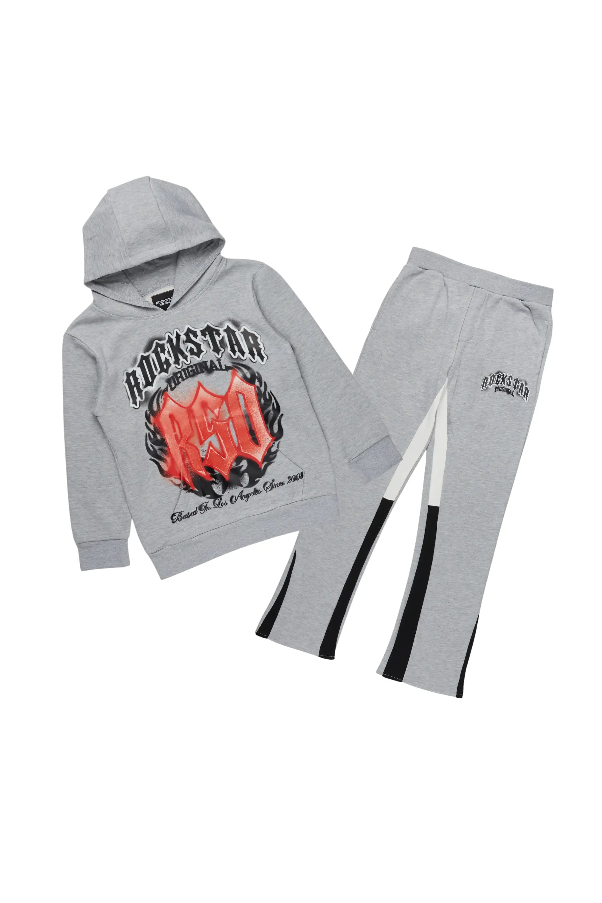 Boys Boaz Heather Grey Stacked Track Set Gym