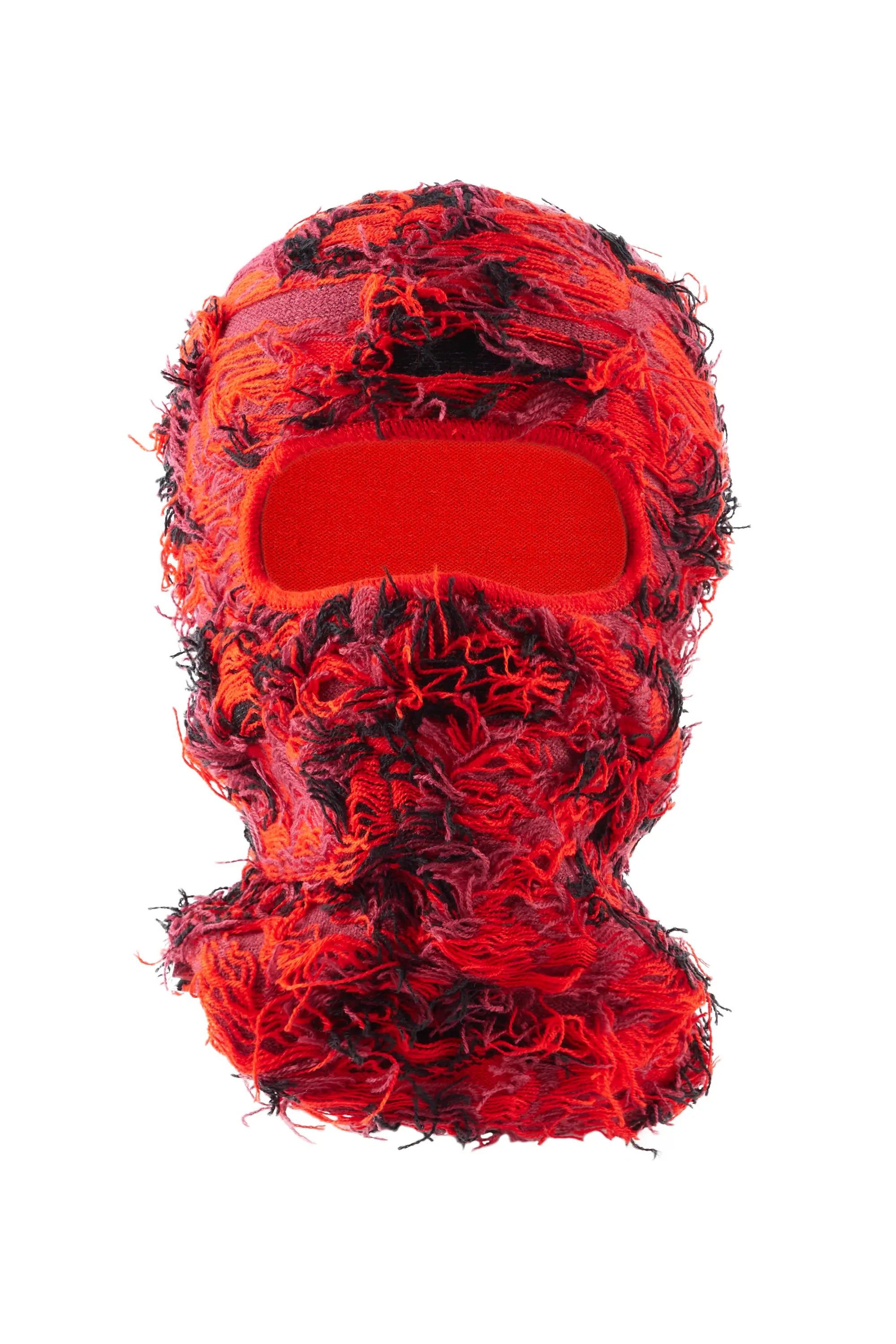 Girls Ottie Red/Black Fuzzy Ski Mask Laid