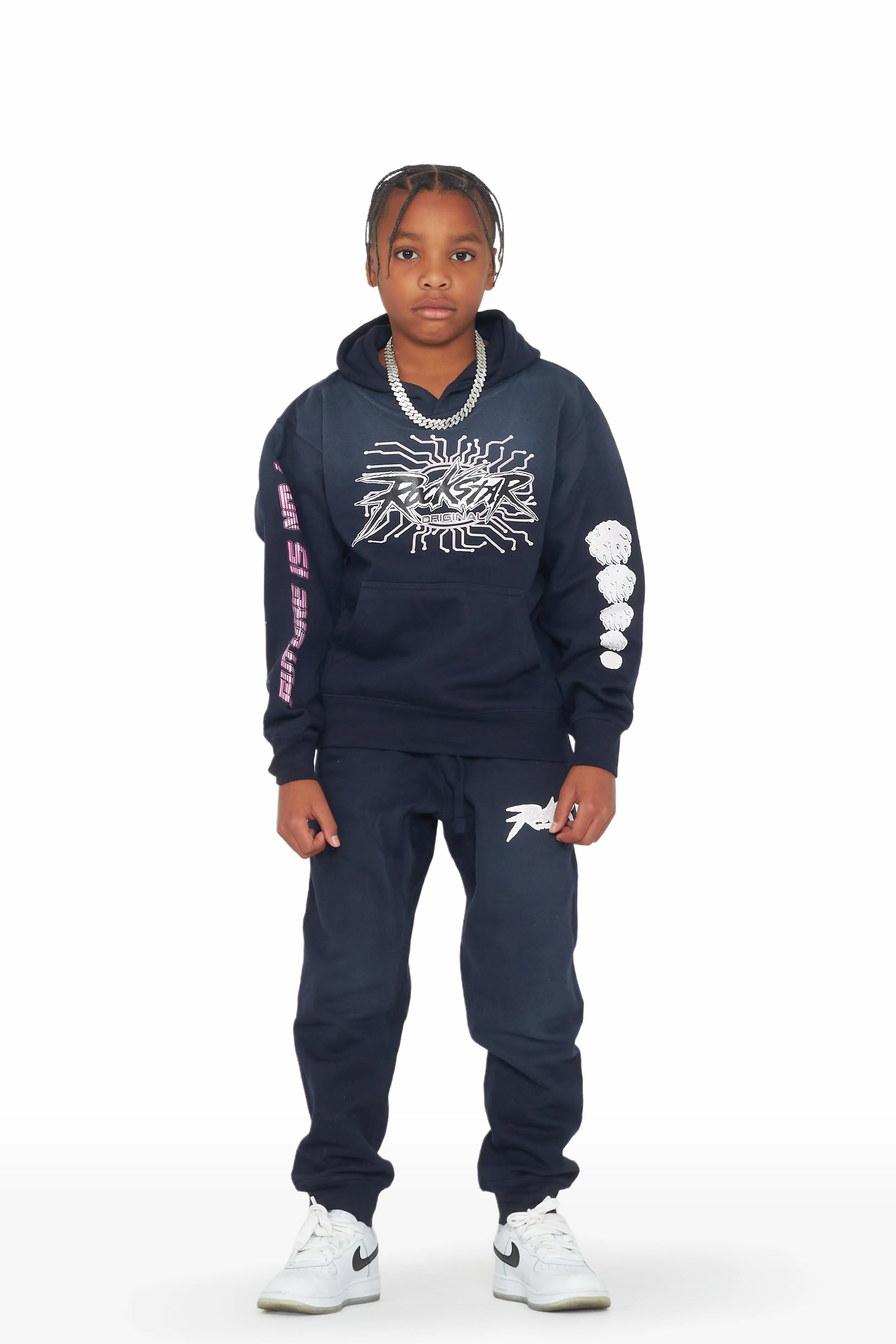 Boys Race Navy Hoodie Track Pant Set Tough Men's Military