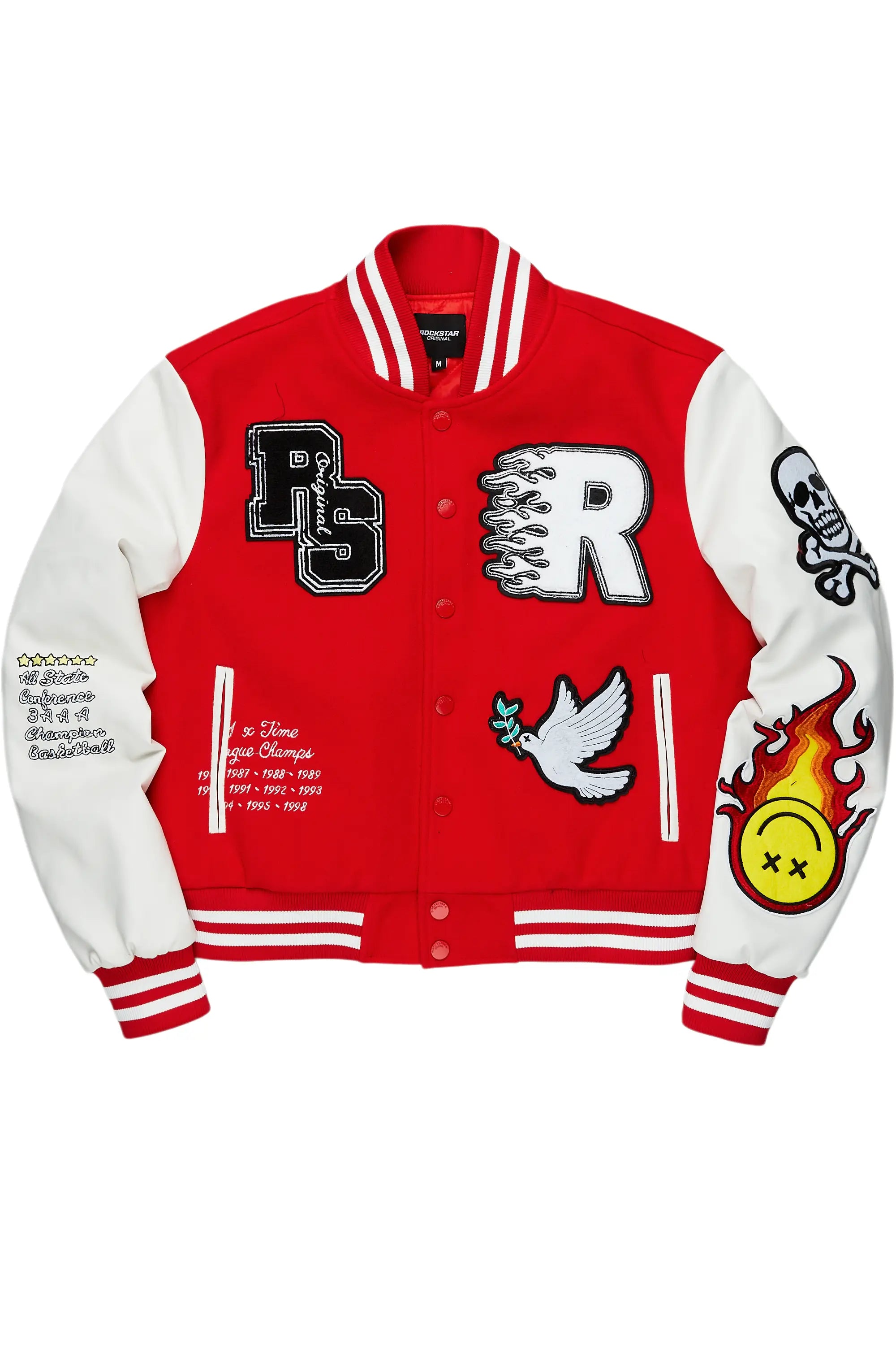 Aniya Red Oversized Varsity Jacket Youthful Men's Anime