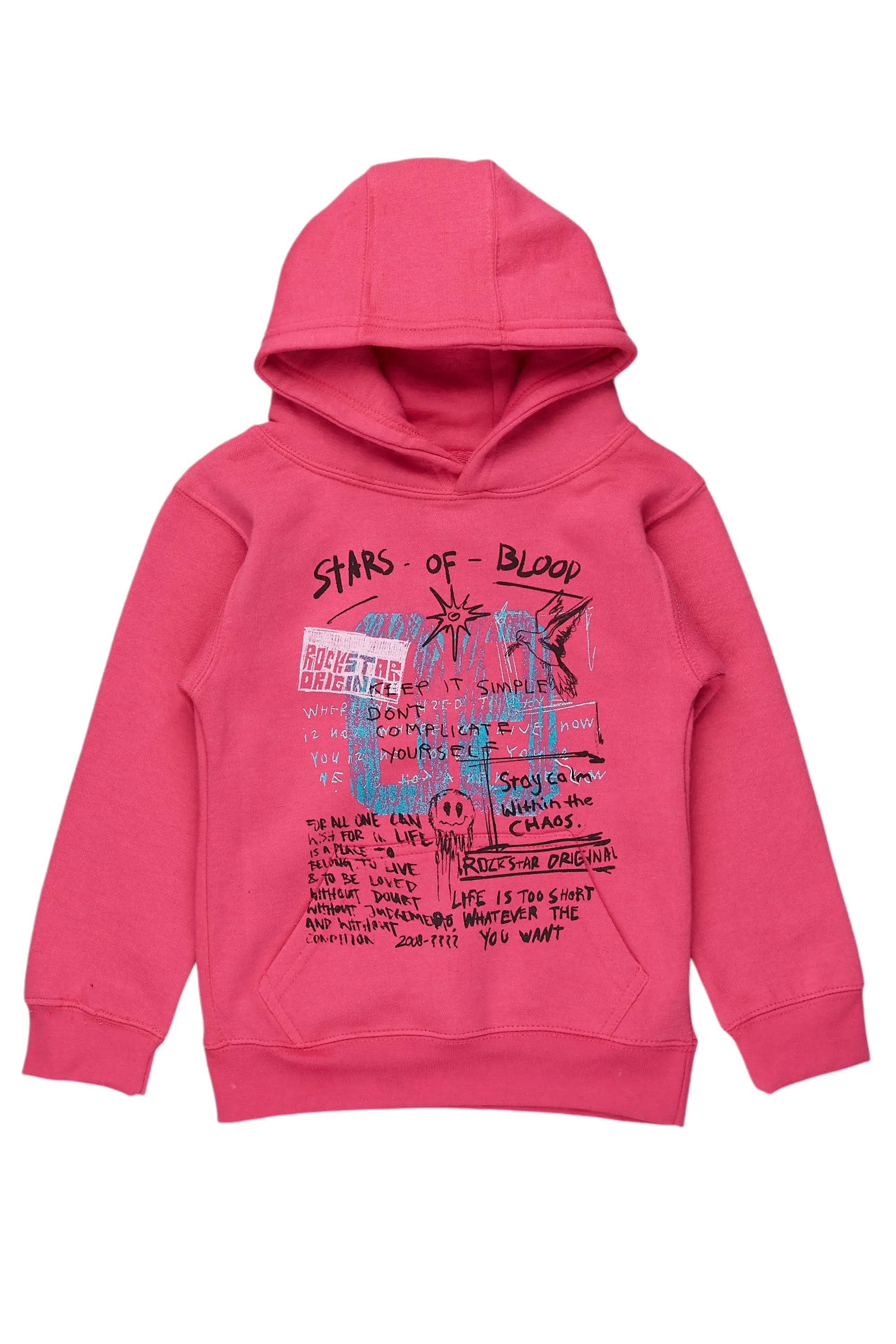 Girls Addie Fuchsia Graphic Hoodie Polished Men's Satin