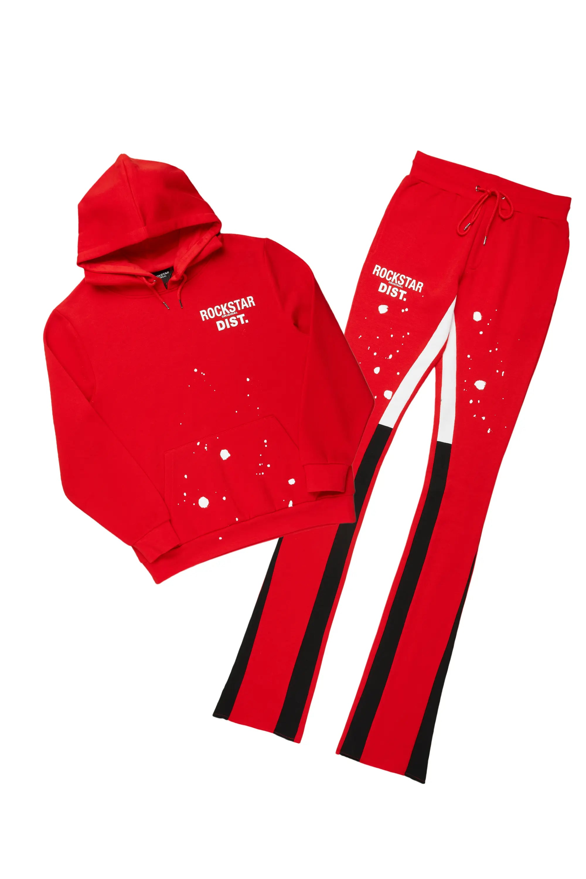 Raffer Red Hoodie/Super Stacked Flare Pant Set Sharp Men's Italian