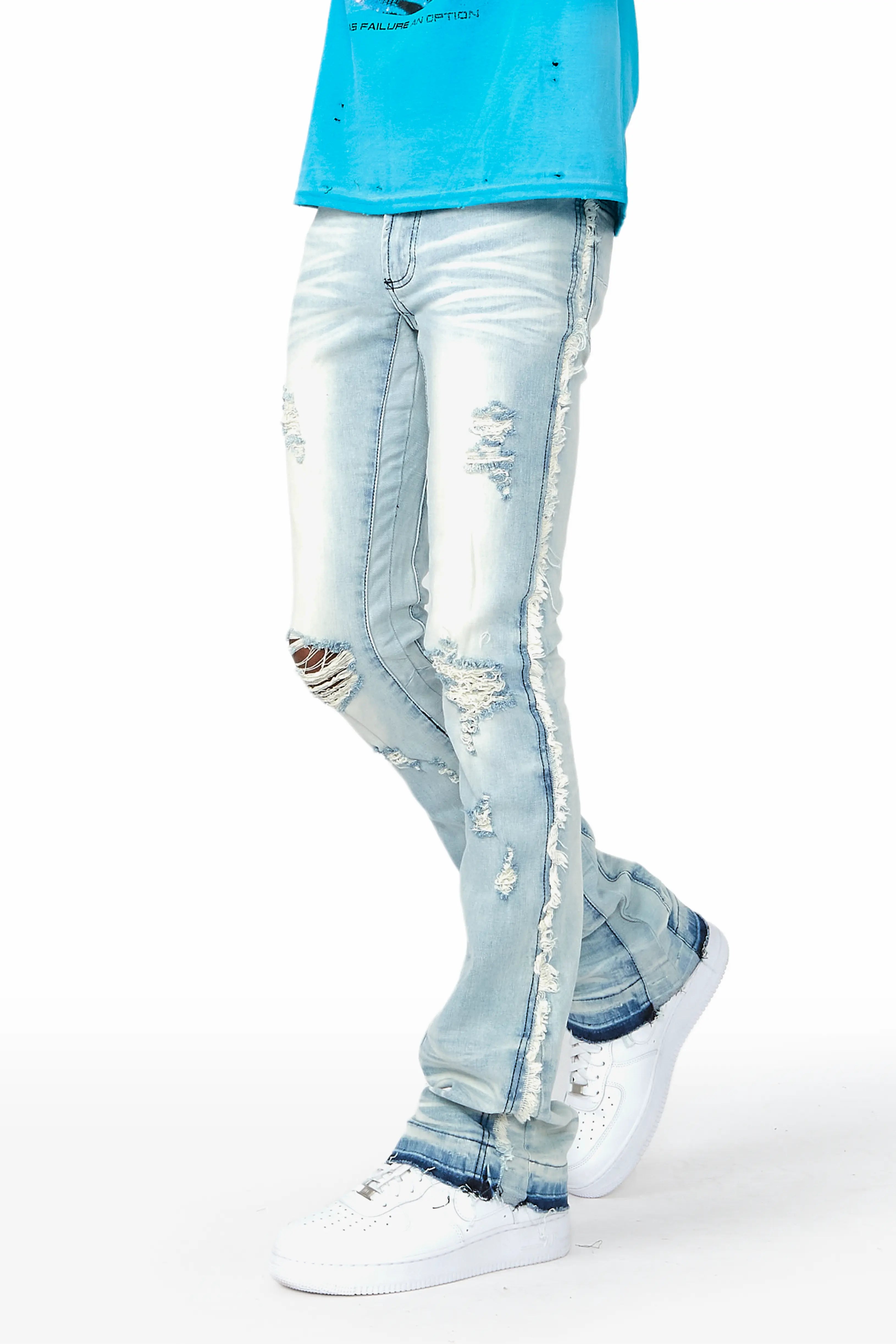 Zene Light Blue Stacked Flare Jean Bold Men's Statement