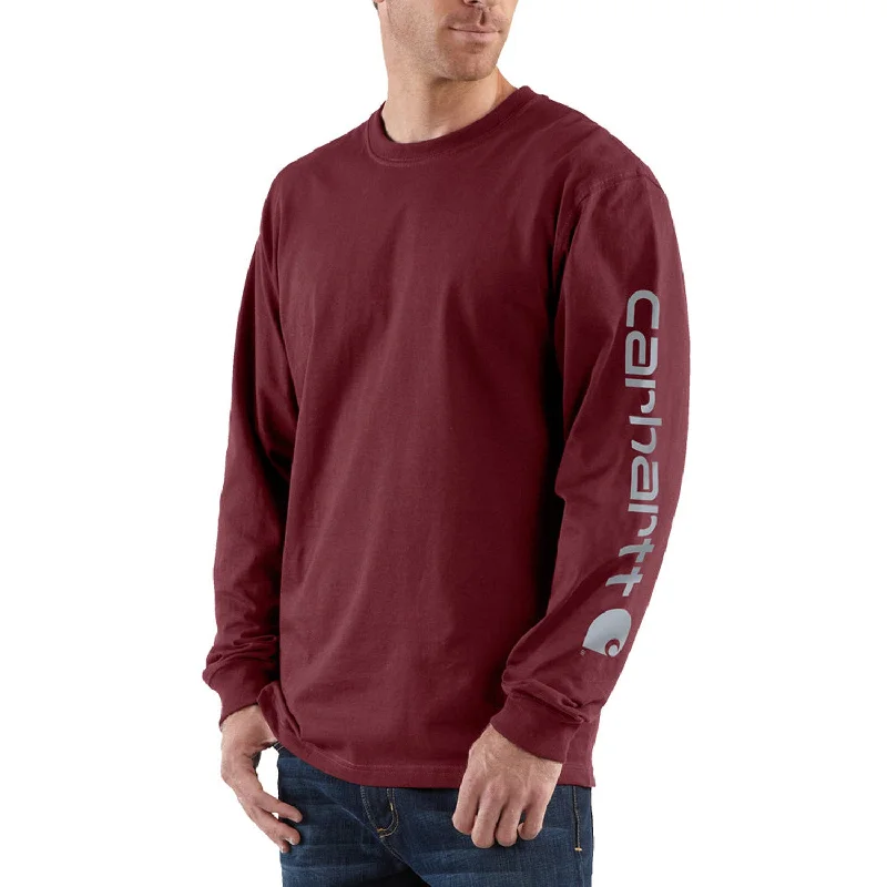 Carhartt Men's Signature Logo Long Sleeve T-Shirt_Port