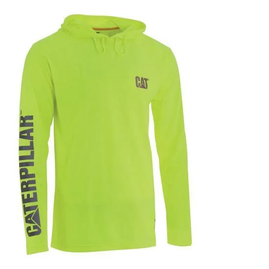 Men's Hi-Vis UPF Hooded Long Sleeve T-Shirt - HiVis Yellow