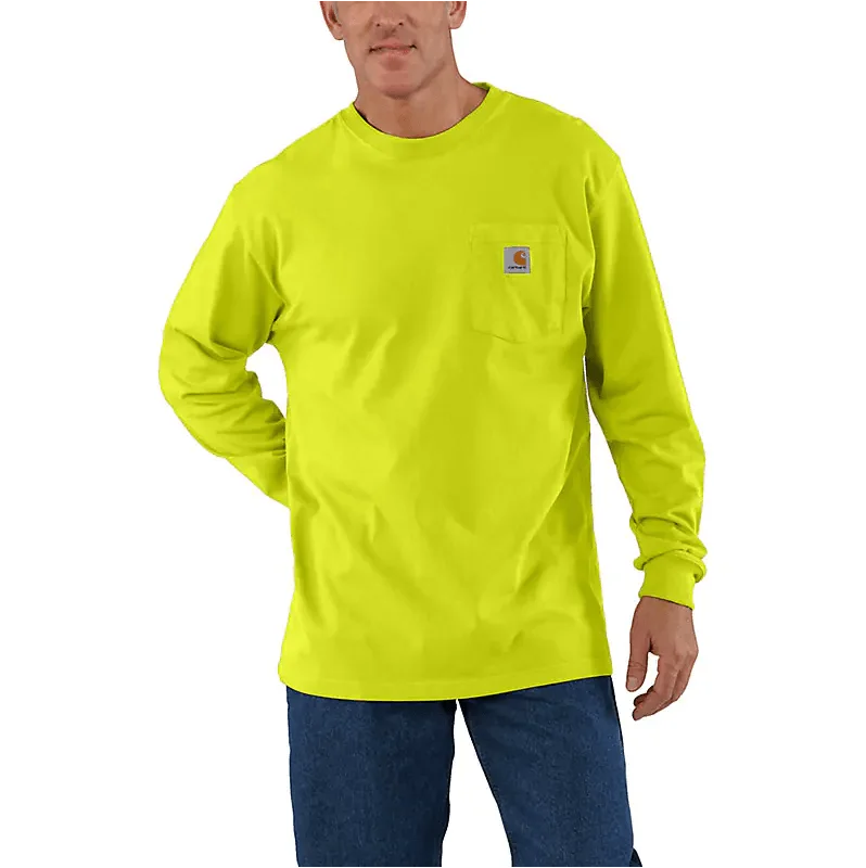 K126 - Loose fit heavyweight long-sleeve pocket t-shirt - Brite Lime