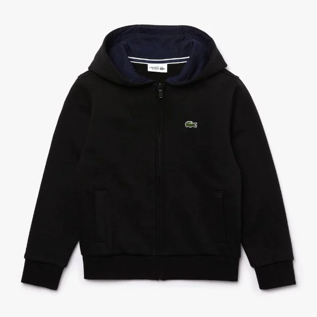 Kids Lacoste Sport Tennis Zippered Fleece Sweatshirt (Black/Navy) SJ2903