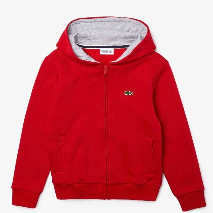 KIDS LACOSTE ZIPPER SWEATSHIRT RED