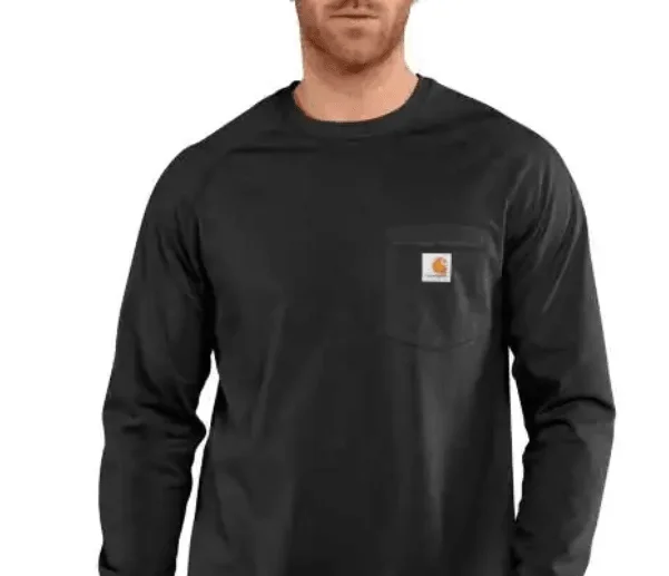 Men'S Force Cotton Delmont Long Sleeve T-Shirt (Black)