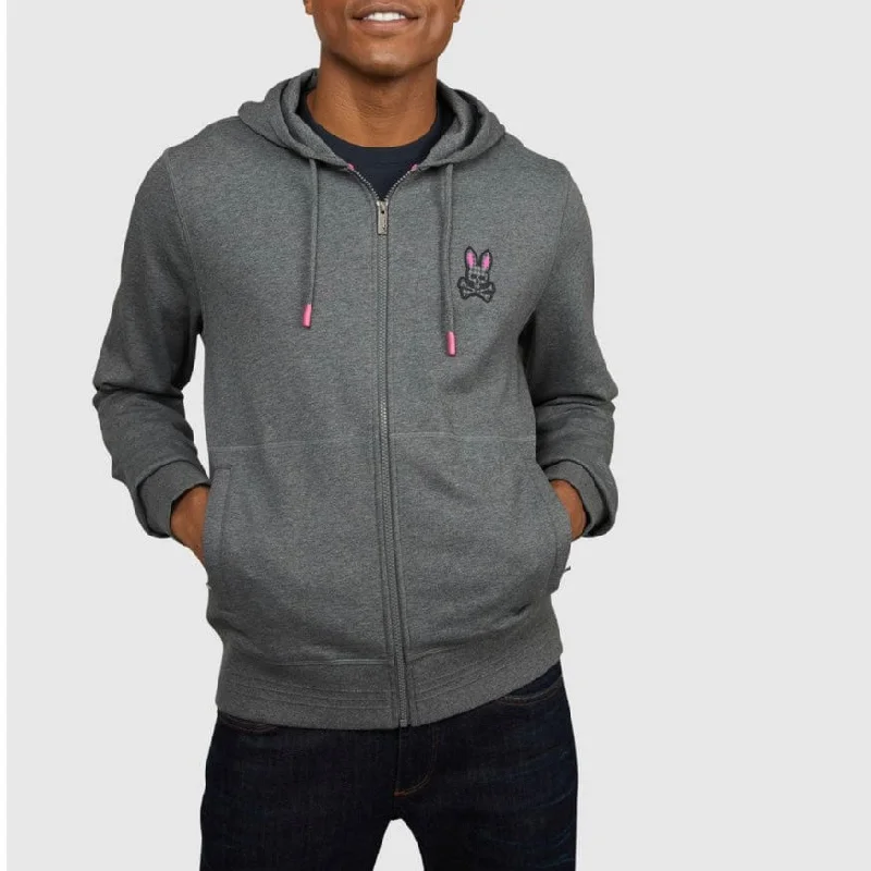 Psycho Bunny Drake Full Zip Hoodie (Heather Storm) B6H604R1FT