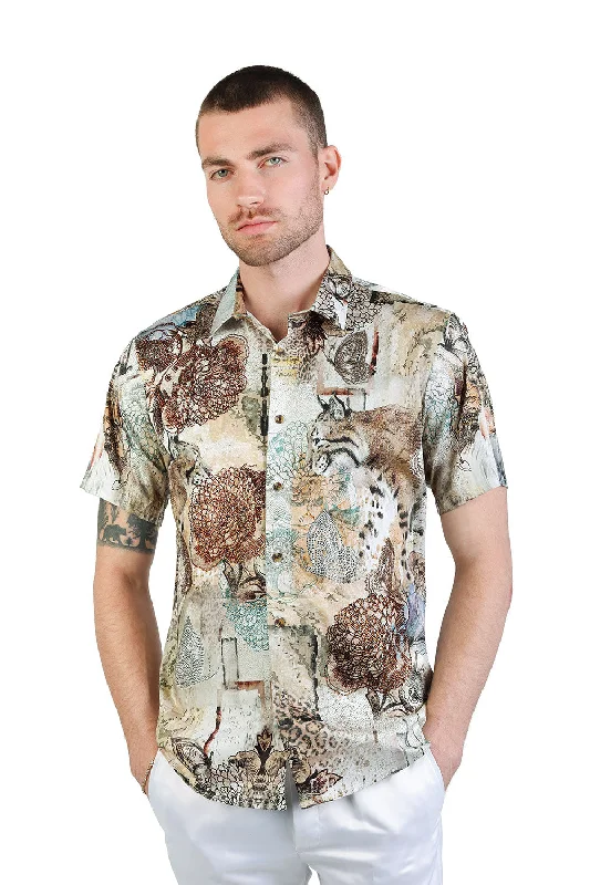 Art of Jungle Rhinestone Short Sleeve Shirt