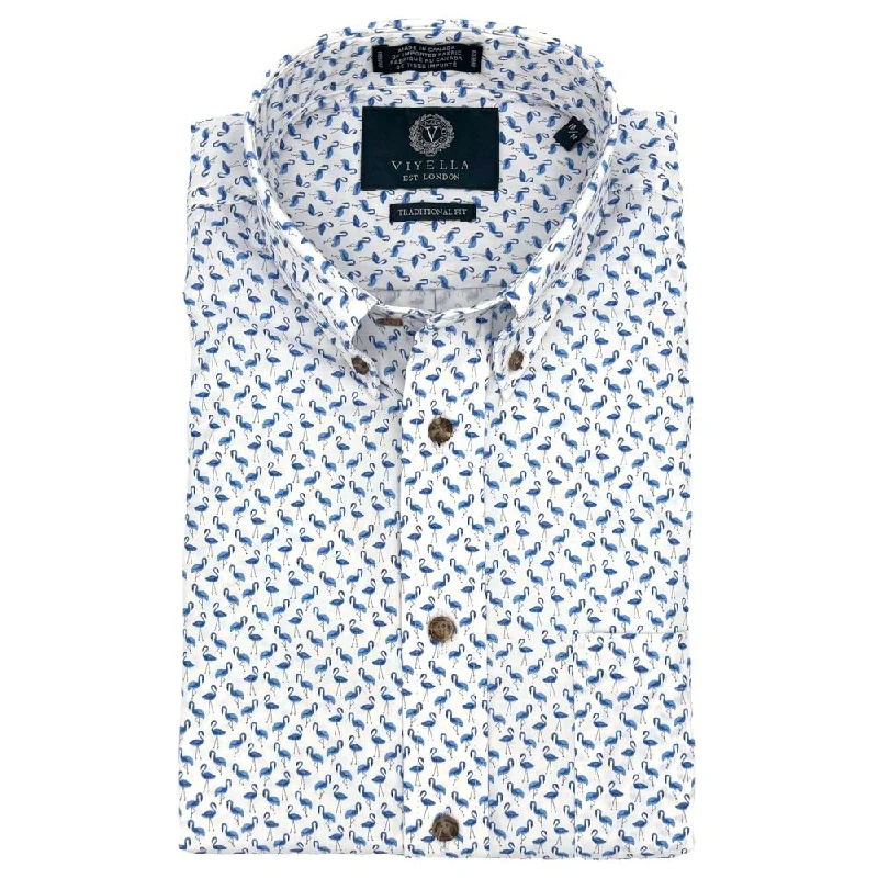 Blue Flamingo Long Sleeve Cotton Sport Shirt by Viyella Artistic Men's Avant Artistic Men's Avant