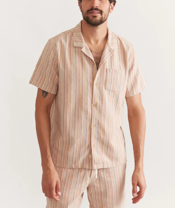 Caleb Resort Shirt Warm Multi Stripe