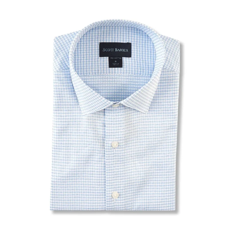 Dobby Micro Pattern Cotton Sport Shirt in Sky by Scott Barber