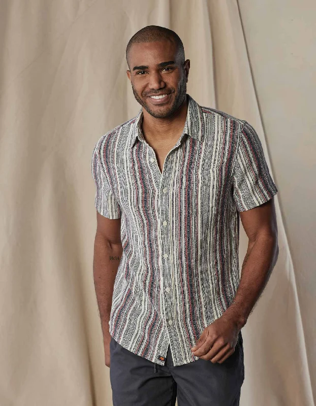 Freshwater Short Sleeve Button Up Shirt - Americana Stripe