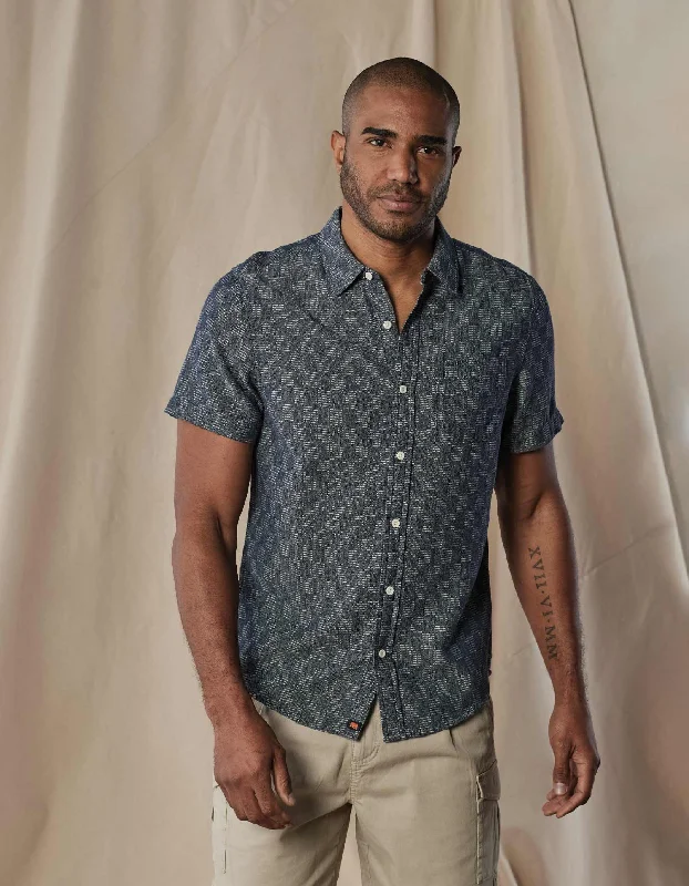 Freshwater Short Sleeve Button Up Shirt - Summer Navy Check