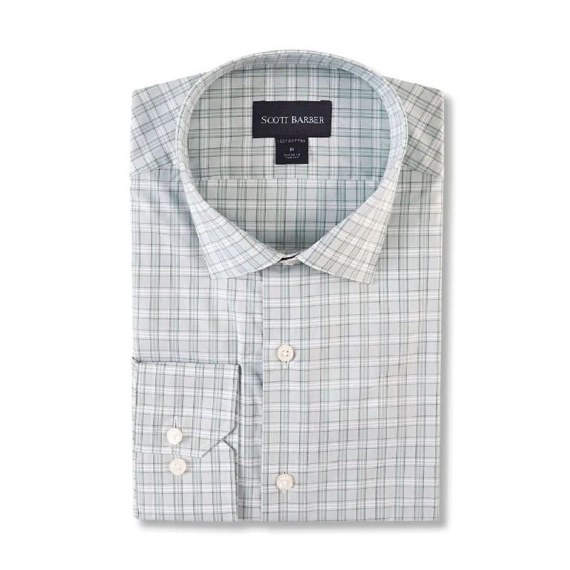 Organic Cotton Plaid Sport Shirt in Sea Green by Scott Barber