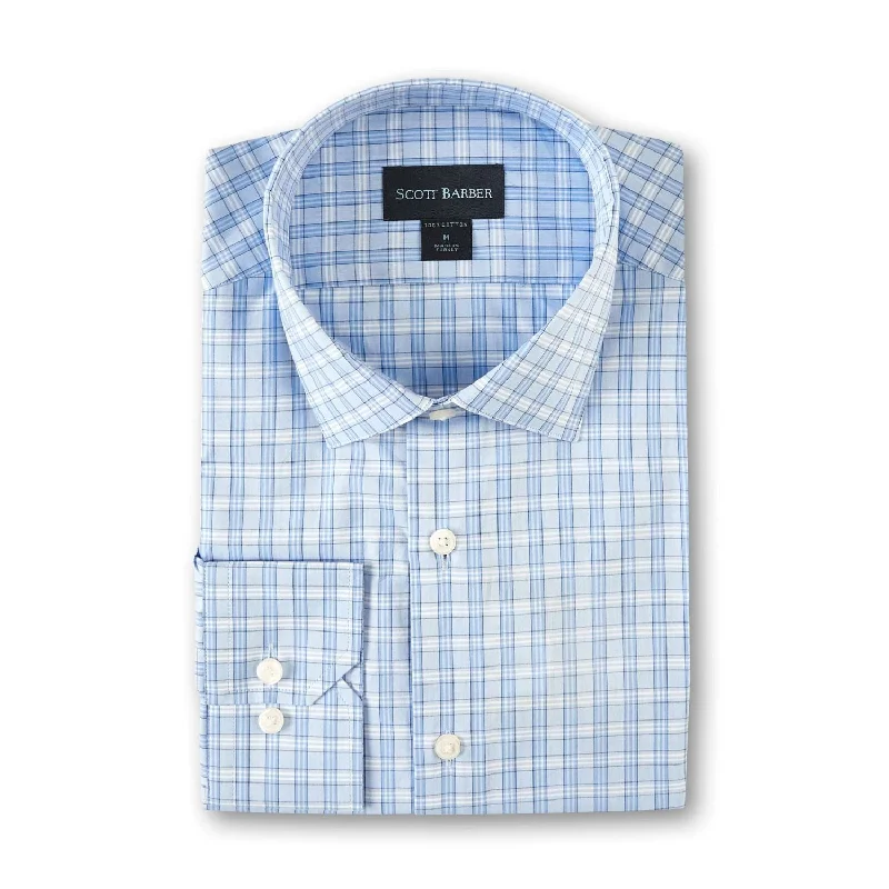 Organic Cotton Plaid Sport Shirt in Sky by Scott Barber