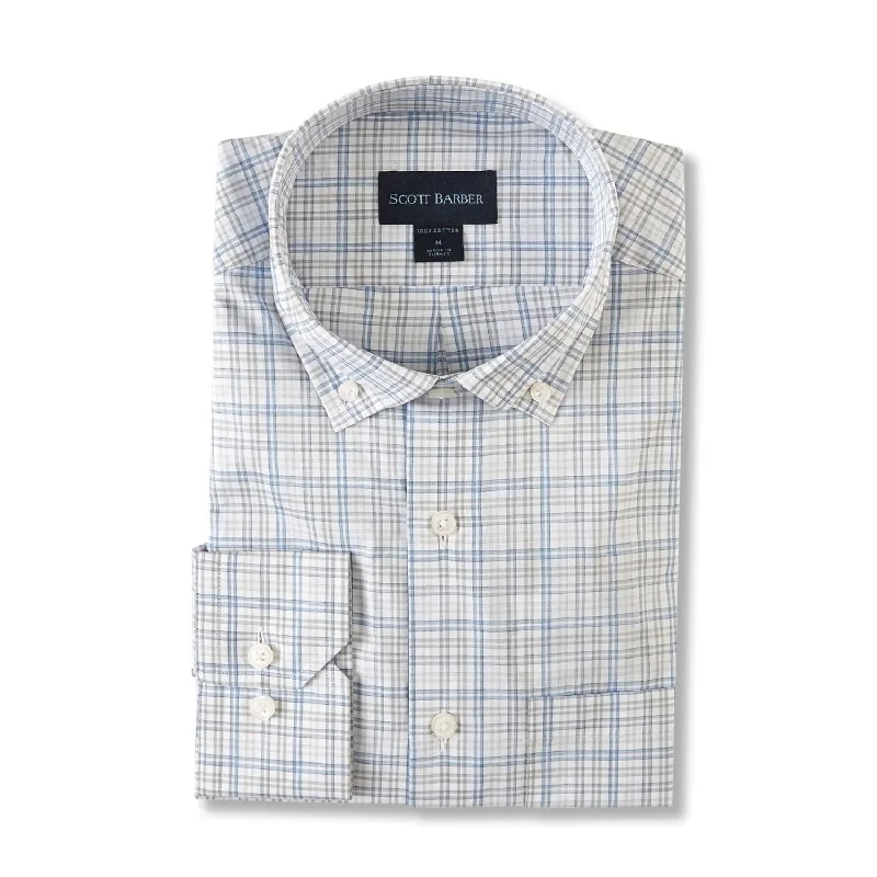 Organic Cotton Plaid Sport Shirt in Slate and Blue (Size XX-Large) by Scott Barber