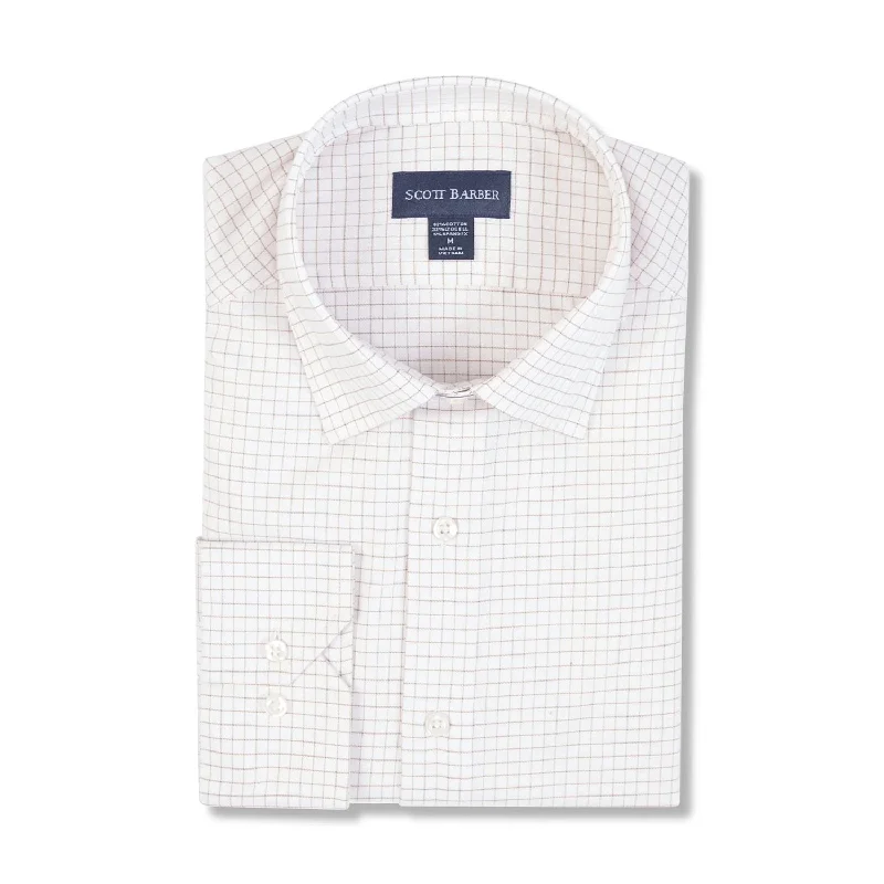 Performance Dobby Check Sport Shirt in Cream and Fossil by Scott Barber