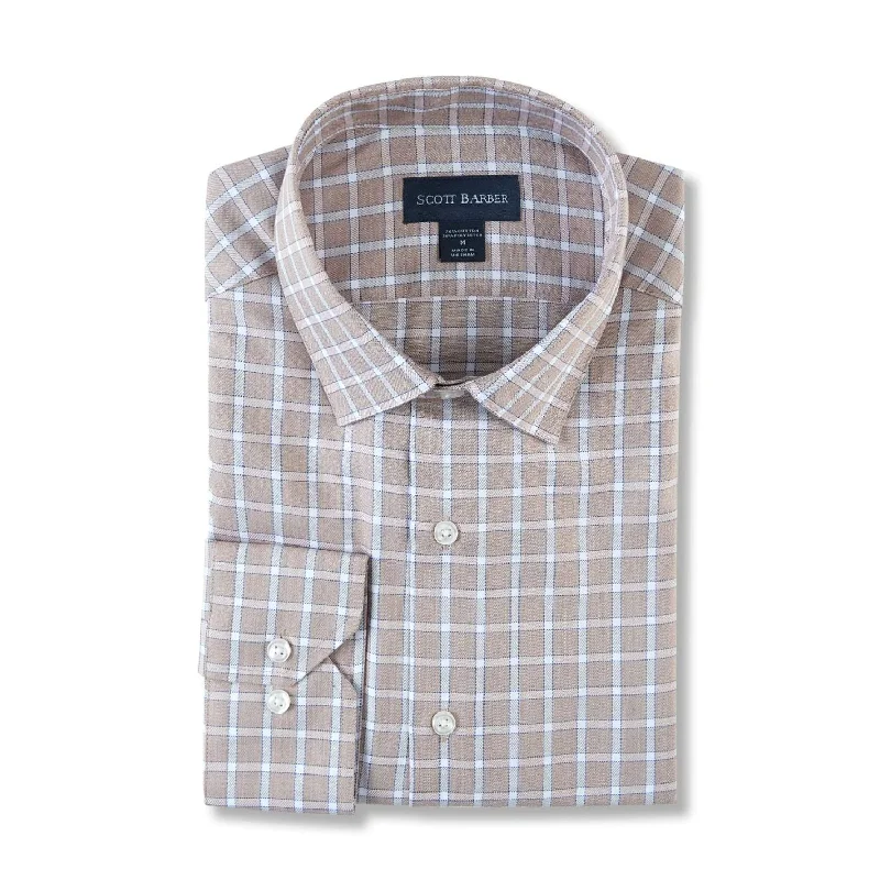 Performance Dobby Check Sport Shirt in Fossil by Scott Barber