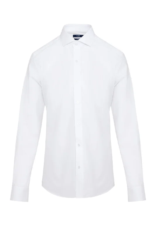 Slim Fit Long Sleeve Patterned Cotton Dress Shirt, White D. 4