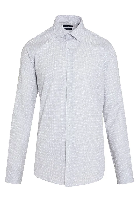 Slim Fit Long Sleeve Printed Cotton Casual Shirt, Gray B.1