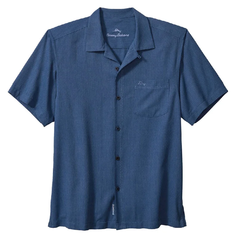 Tommy Bahama Big & Tall Coastal Breeze Check Camp Shirt - Dockside Blue