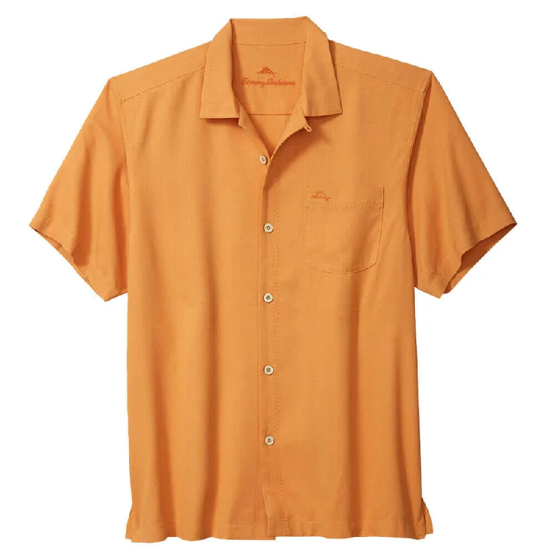 Tommy Bahama Big & Tall Coastal Breeze Check Camp Shirt - Orange Peel