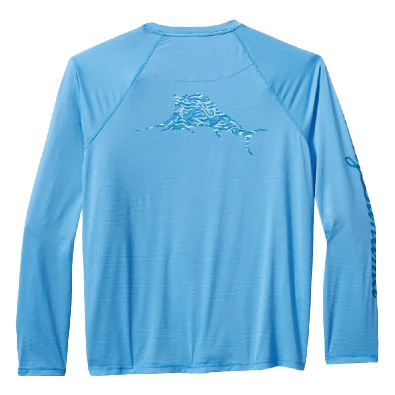 Tommy Bahama Men's IslandZone Chill Time Surf Crew Long Sleeve Rash Guard T-Shirt - Infinity Pool