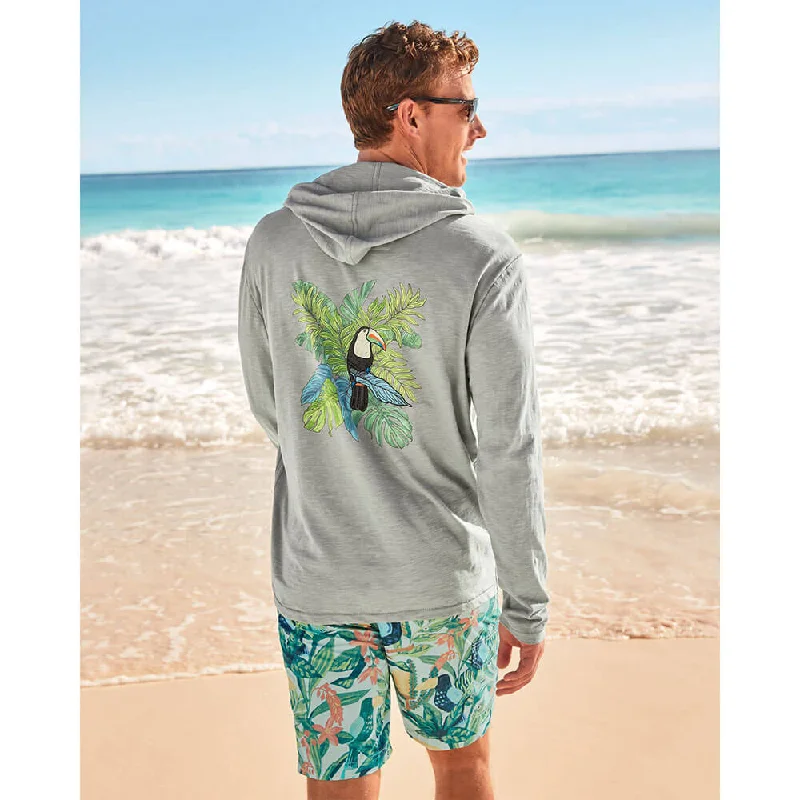 Tommy Bahama Who Can Toucan Lux Long Sleeve Hoodie T-Shirt - Ultimate Gray