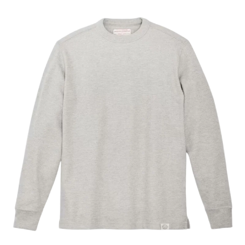 Waffle Knit Thermal Crewneck - Light Heather Gray