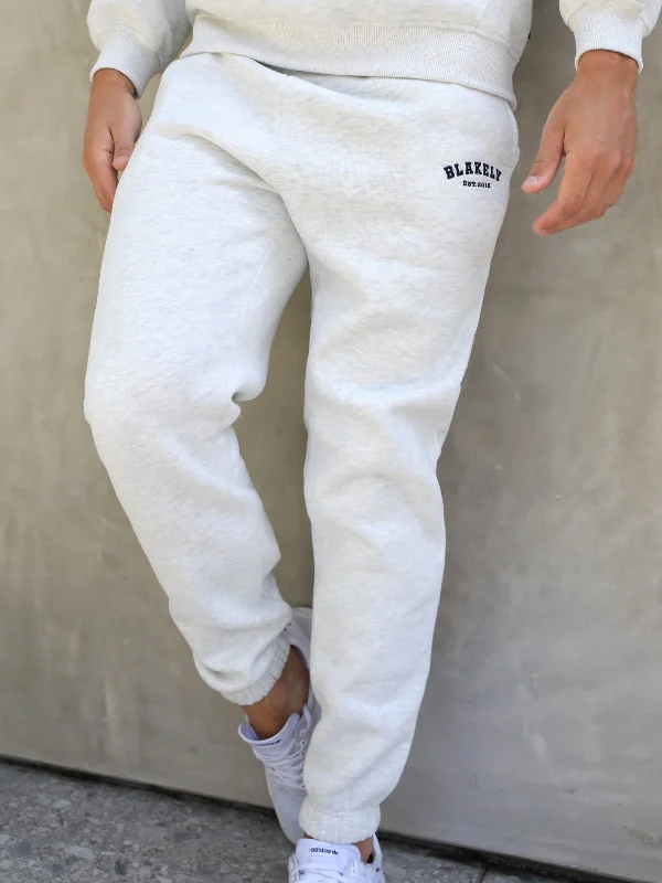 Varsity Relaxed Sweatpants - Marl White