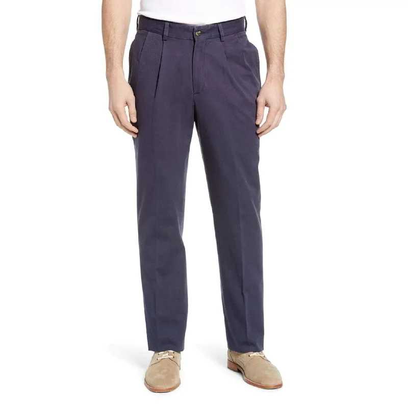 Washed Khaki Pant in Navy (Oak Double Reverse Pleat) by Charleston Khakis