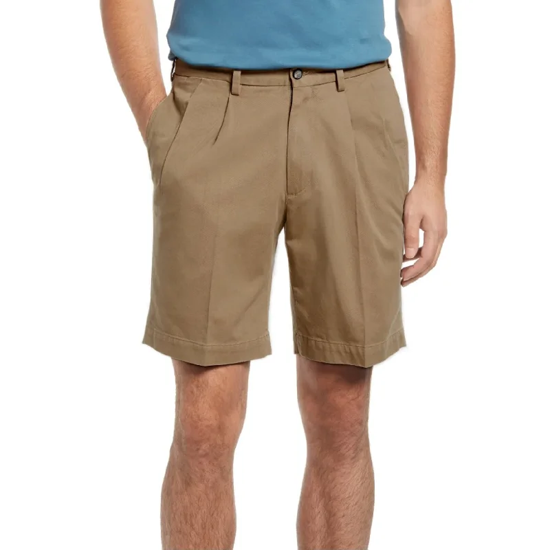 Washed Khaki Shorts in British Tan (Oak9 Double Reverse Pleat) by Charleston Khakis