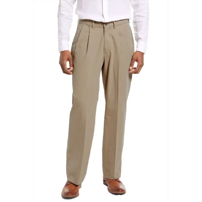 Washed Poplin Pant in Khaki (Oak Double Reverse Pleat) by Charleston Khakis