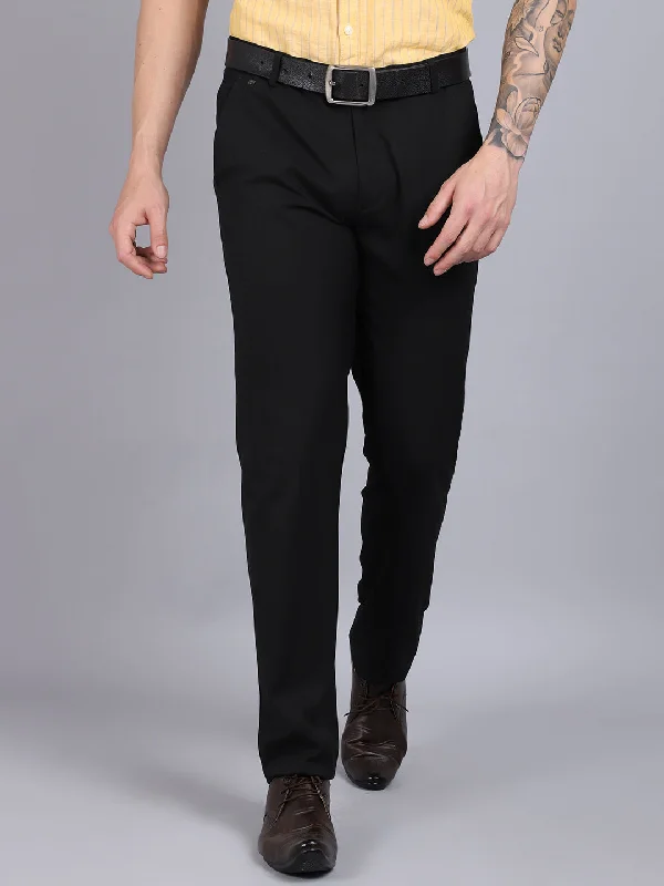 Men's Formal Flat front Black  Trousers