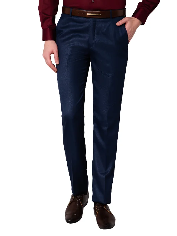 Men's Formal Flat front Navy Blue  Trousers