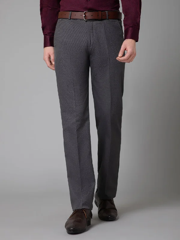 Men's Formal Flat front Dark Grey  Trousers