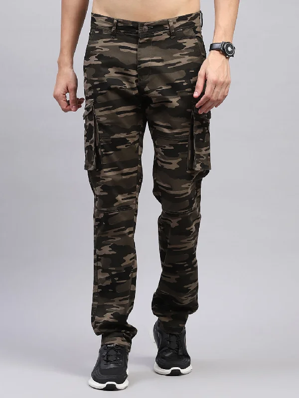 Men Olive Printed Cargo Cargo