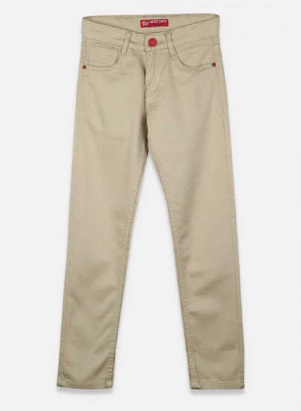 Boys Beige Slim Fit Trouser