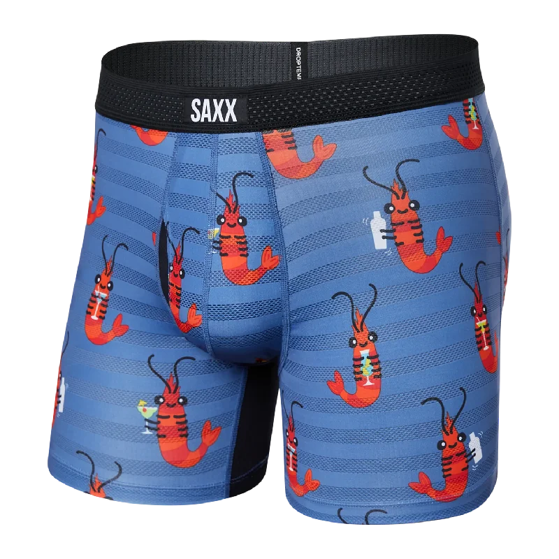 SAXX DropTemp Cooling Mesh Boxer Brief Shrimp Cocktail - Navy