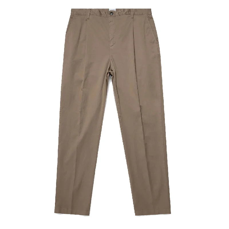 Sunspel Pleated Twill Trouser Dark Stone