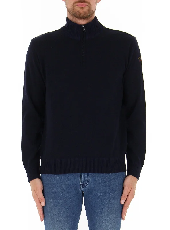 Wool Half Zip Sweater with Iconic Badge 13311129